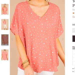 Oversized Coral Pink Polka Dot Top